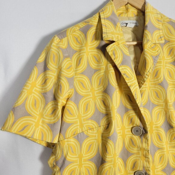 Coldwater Creek Women's La Playa Yellow Floral Short Sleeve Jacket Size 16 - Picture 2 of 16